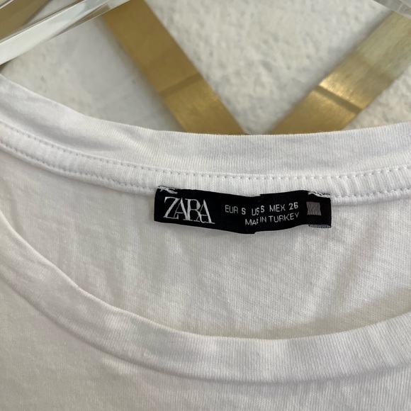 Zara Crochet Trim Puff Sleeve Tee Small White - Picture 5 of 7